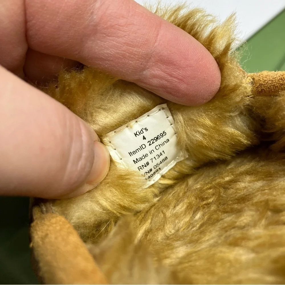 L.L. Bean‎ fur lined leather slippers size 4 youth